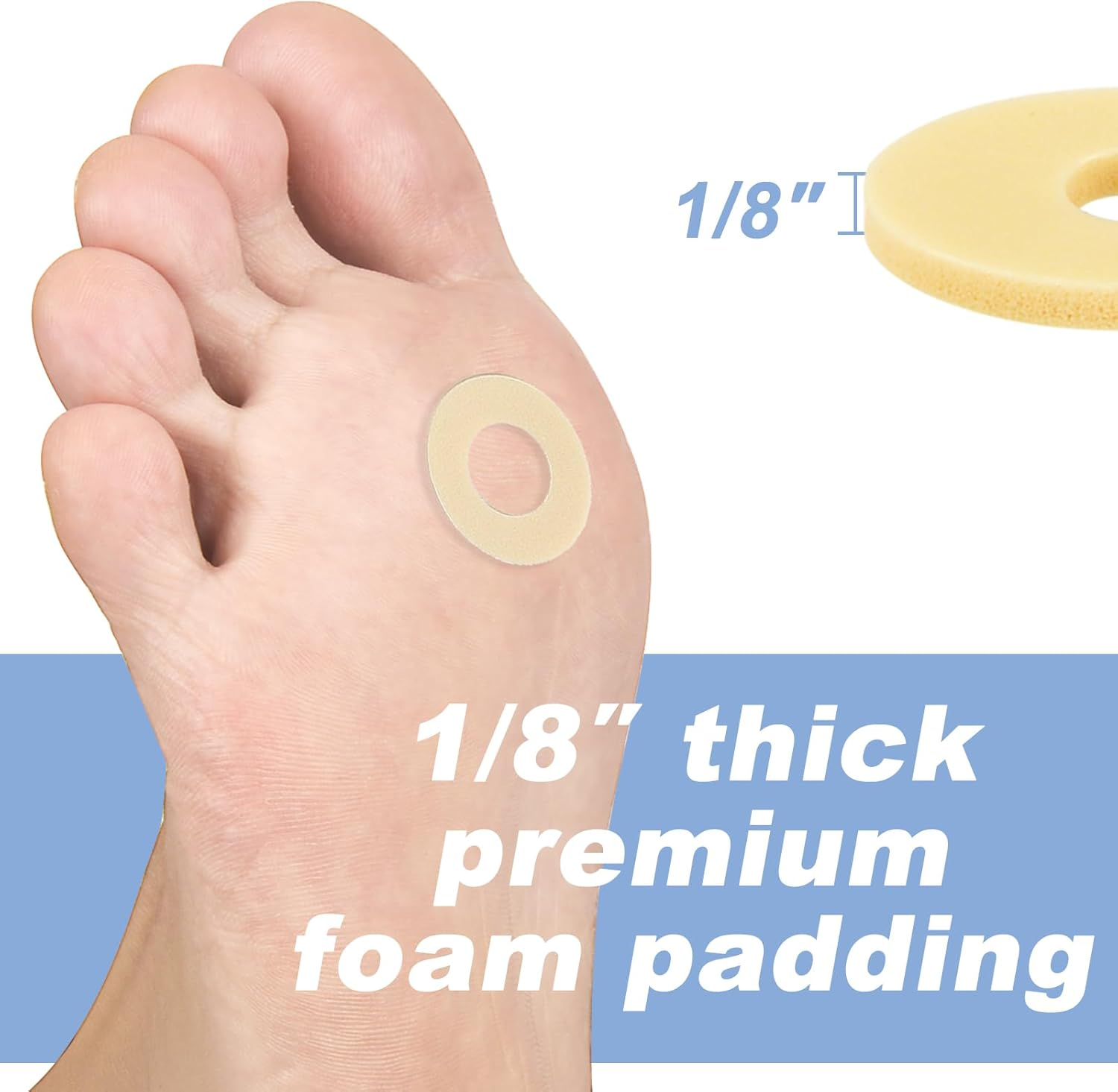 75 Count Callus Cushions Oval Foam Padding with Water-Resistant Self-Stick Adhesive, Protects Foot, Heel and Toes from Rubbing and Friction, Pain Relief from Shoe Pressure (L) image number 6