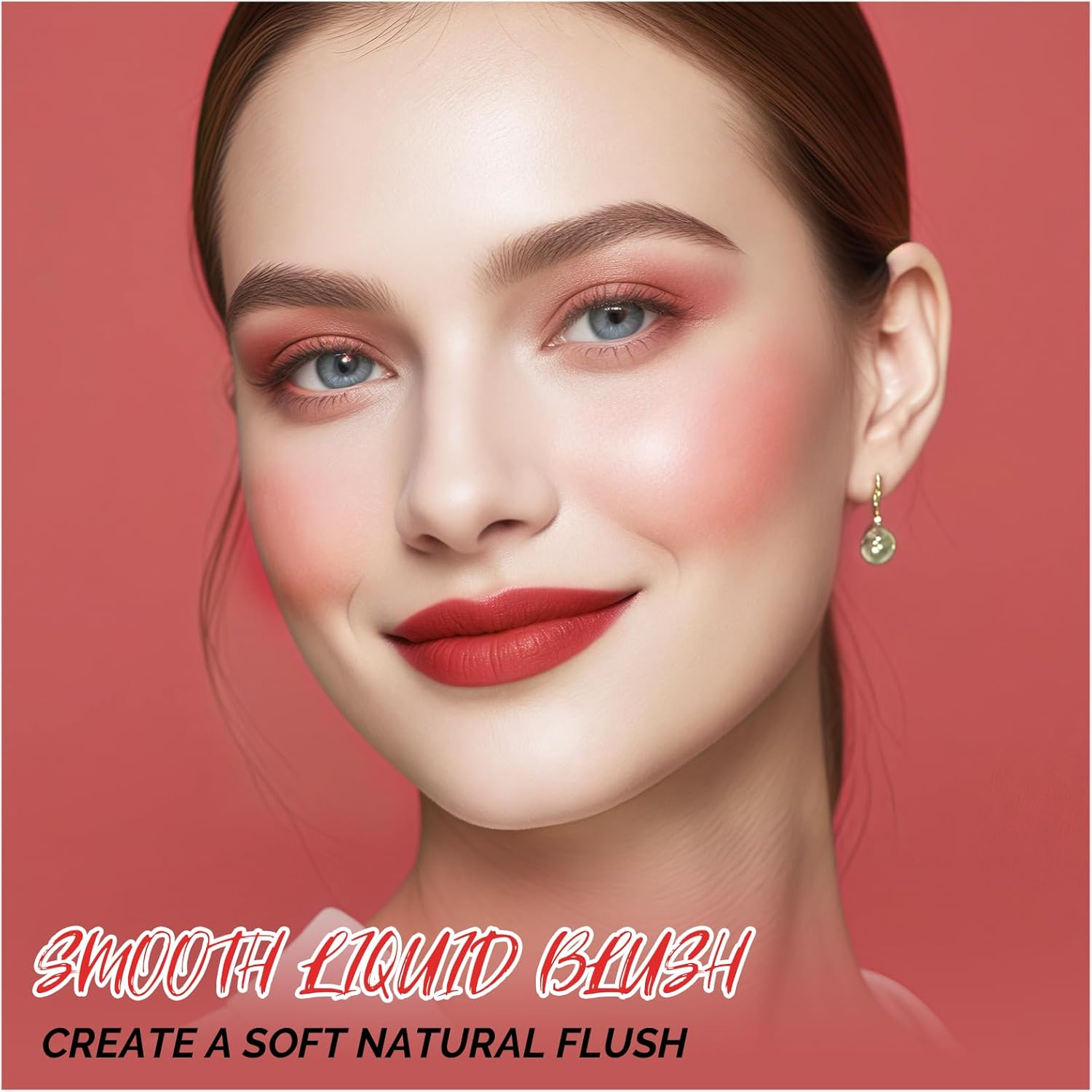 DAGEDA Liquid Blush, Lightweight and Smooth Liquid Blush for Cheeks, High Pigmented Color for Blush Makeup, Blendable & Buildable, Long-Wearing, Weightless Natural Dewy Finish (#Pearlescent Coral) - Sweetie image number 7