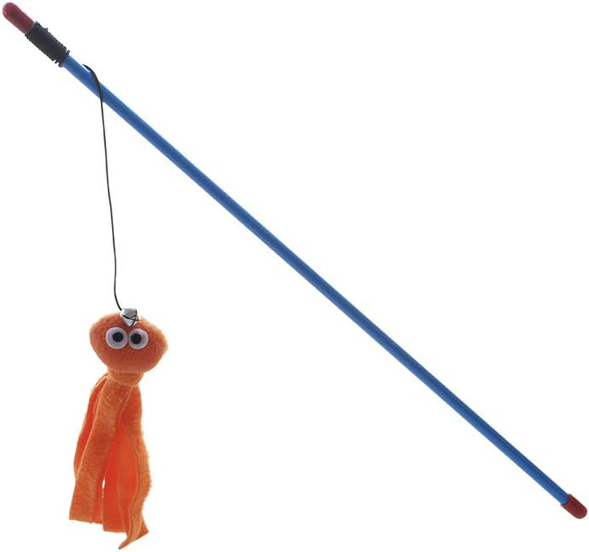 Teaser Wand with Octopus Cat Toy, Orange