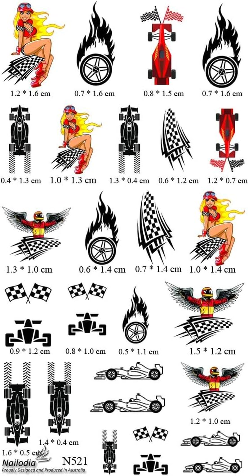 Racing Car Formula Nail Art Decal Sticker image number 4