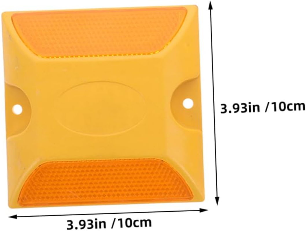 Abaodam 2Pcs Double-Sided Reflective Pavement Road Studs High Visibility Street Reflectors for Night Safety Traffic Markers Plastic Yellow Road Studs image number 3