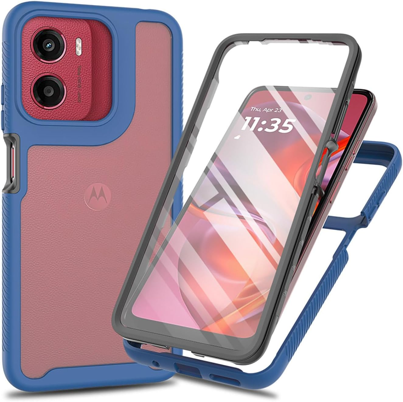 ILING Trasparente Case for Motorola Moto E15/MOTO G05/MOTO G15/MOTO G15 Power, 360&deg; Full Body Protection Cover with Built-In Screen Protector, Shockproof Hard PC + Silicone TPU Case Cover,Light Purple
