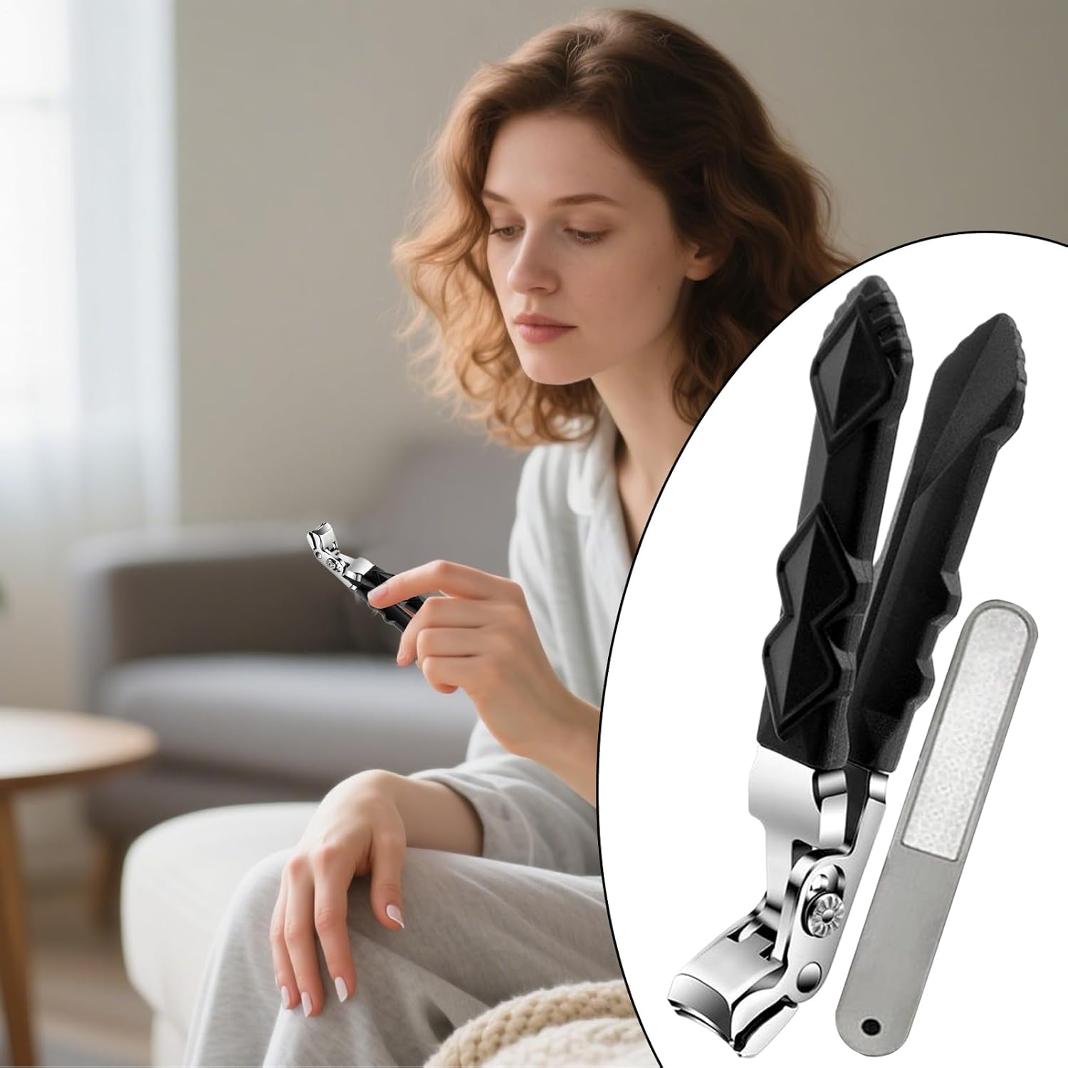 Moreeulsi Toe Nail Clippers | Ergonomic Elbow Design Toenail Clippers,Trimmer Angled Stainless Steel Scissors for Women Men Kids Adult Travel Seniors Precision Cutting Home image number 6