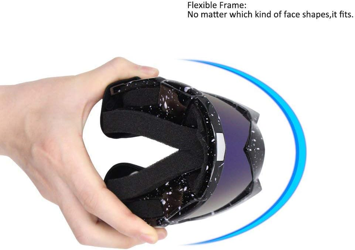 Motorcycle Goggles Dirt Bike Goggles 4-FQ Motocross Goggles Windproof Dustproof Scratch Resistant Ski Goggles Protective Safety Glasses PU Resin(Color Lens Marble Black Frame) image number 3