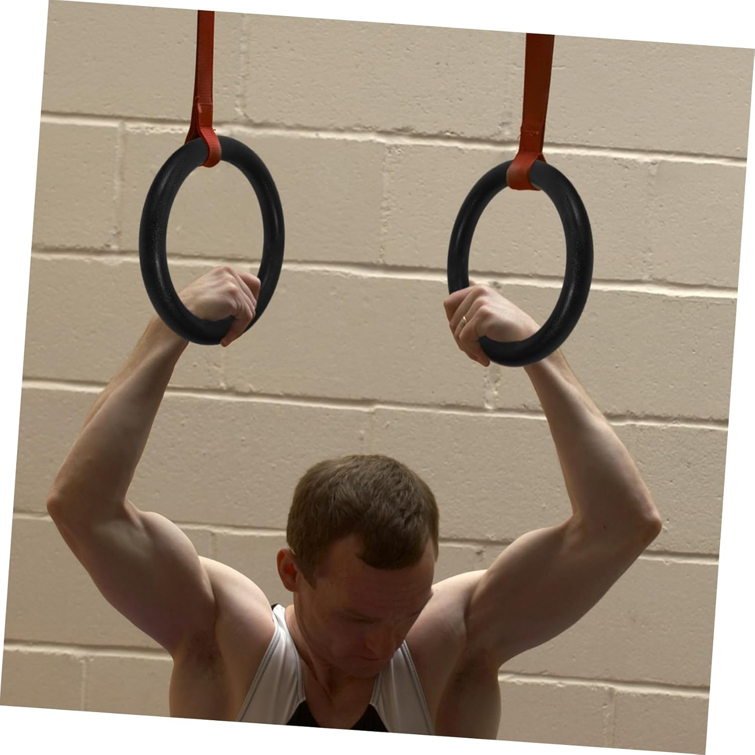 Iplusmile 2Pcs Gymnastic Rings for Strength Training Bodyweight Workouts for Home Gym and Outdoor Use Black image number 5