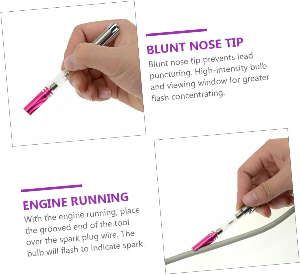 GETAJGHSD 2Pcs Auto Ignition Test Pen with Spark Plug Indicator and Wires Coils Diagnostic Tool for Cars Motorcycles Lawn Mowers Automotive Ignition System Maintenance image number 5