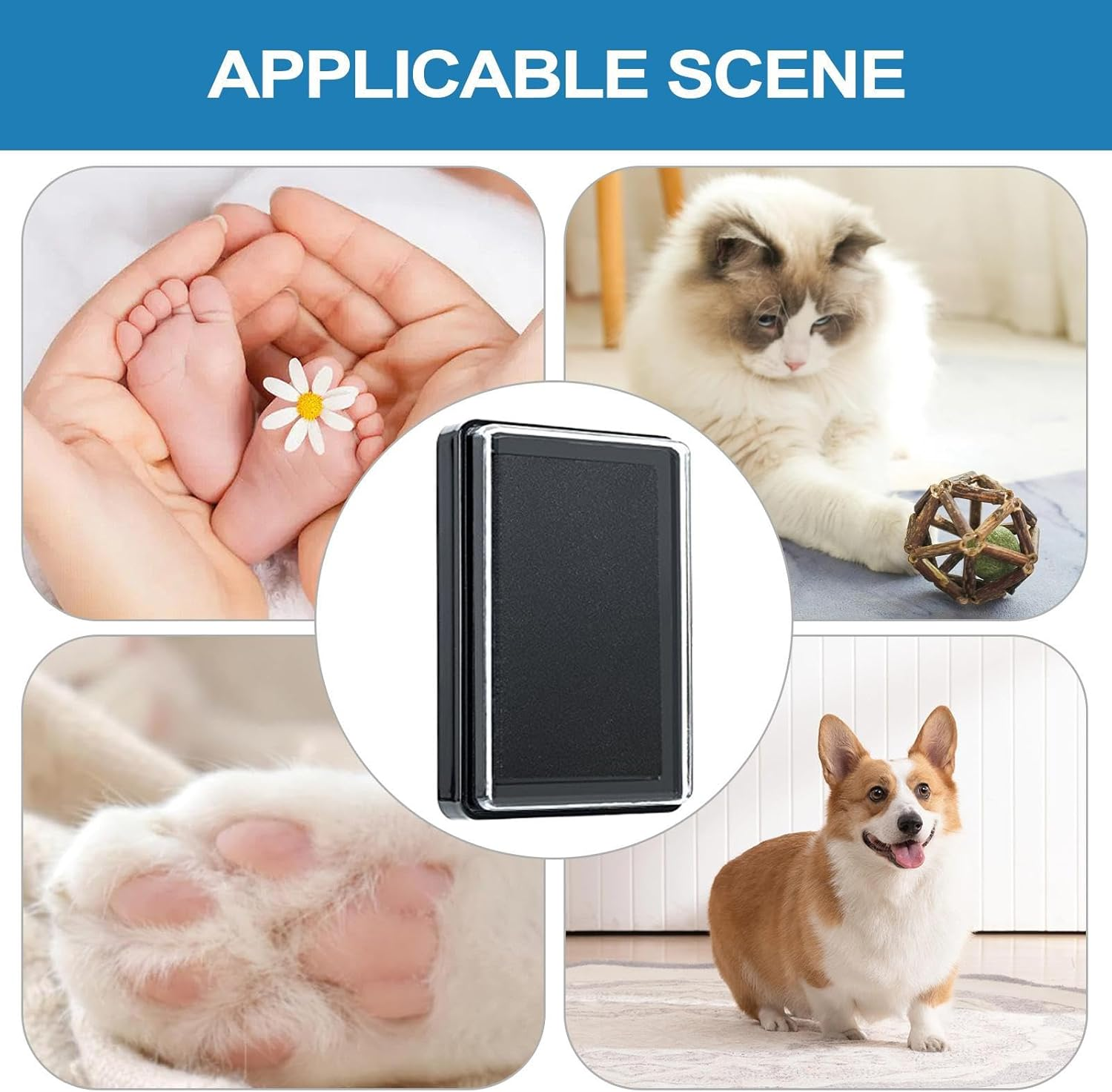 Baby Footprint Ink Pad, Footprint Ink for Baby | Inkless Hand Printing Ink Pad | Safe Beautiful Touch Hand Printing Tool for Baby image number 5