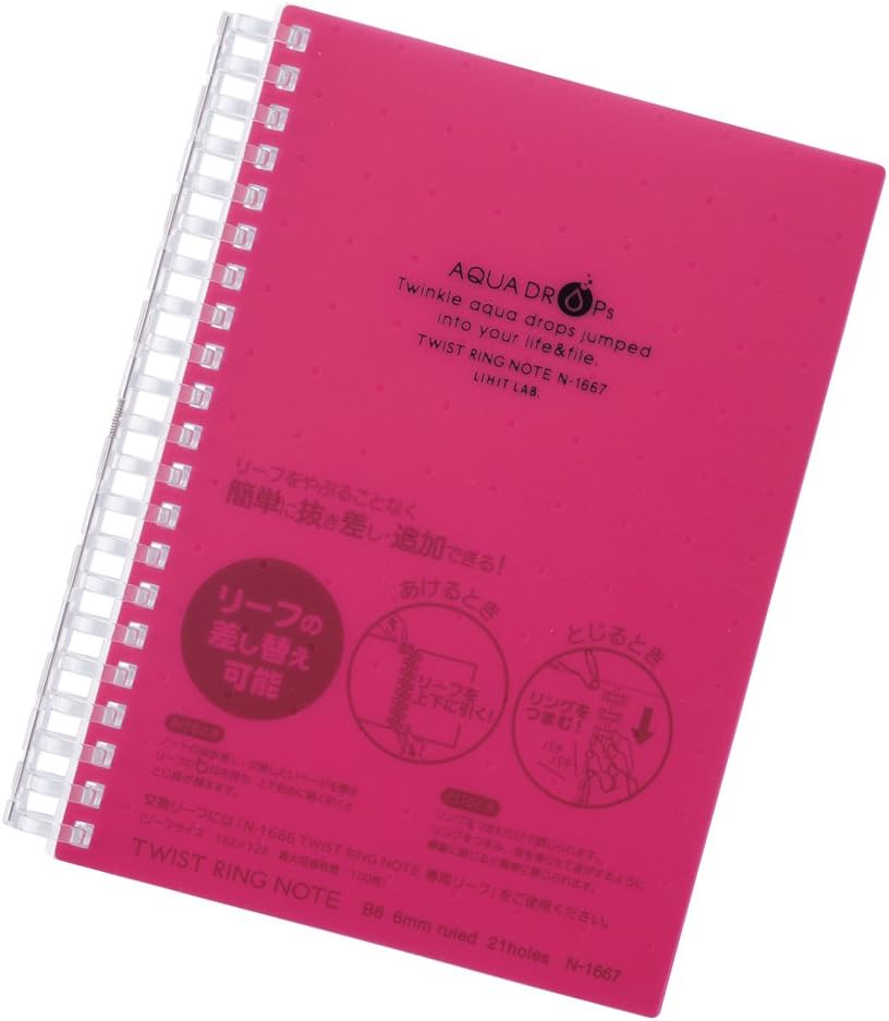 Lihit Lab N1664-8_10 Twist Notebook, A6, 17 Holes, 30 Leaves, Blue, 10 Packs