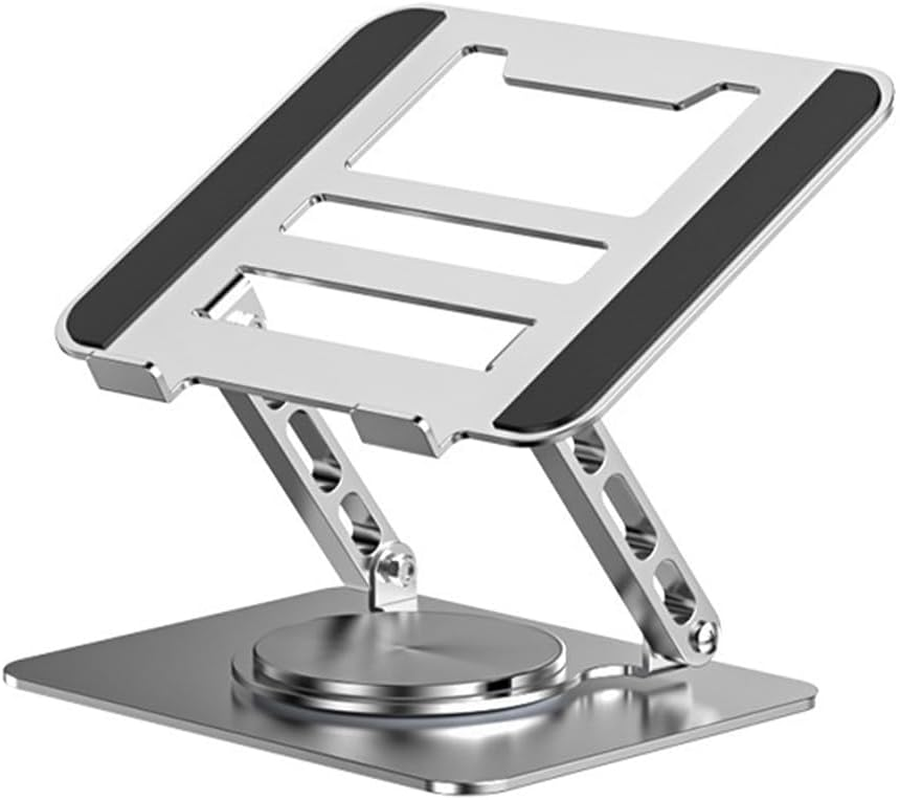 Adjustable Laptop Stand with 360&deg; Swivel Base, Ergonomic Foldable Aluminum Holder for Macbook & Laptops, Portable Desk Stand (Silver) image number 3
