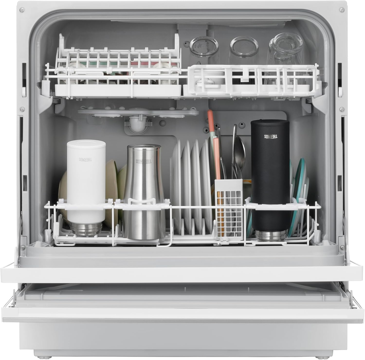 [Dishwasher Safe Model] Thermos Water Bottle, Vacuum Insulated Mobile Mug, 16.9 Fl Oz (500 Ml), White, 16.9 Fl Oz (500 Ml), Dishwasher Safe, One-Touch Open, Stainless Steel, Bottle Hot or Cold image number 4