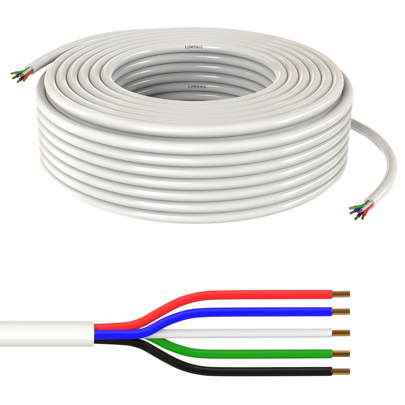 10 M RGBW LED Control Cable 5 X 0.34 Mm&sup2; Liyy Extension 5 Wire Power Cable White