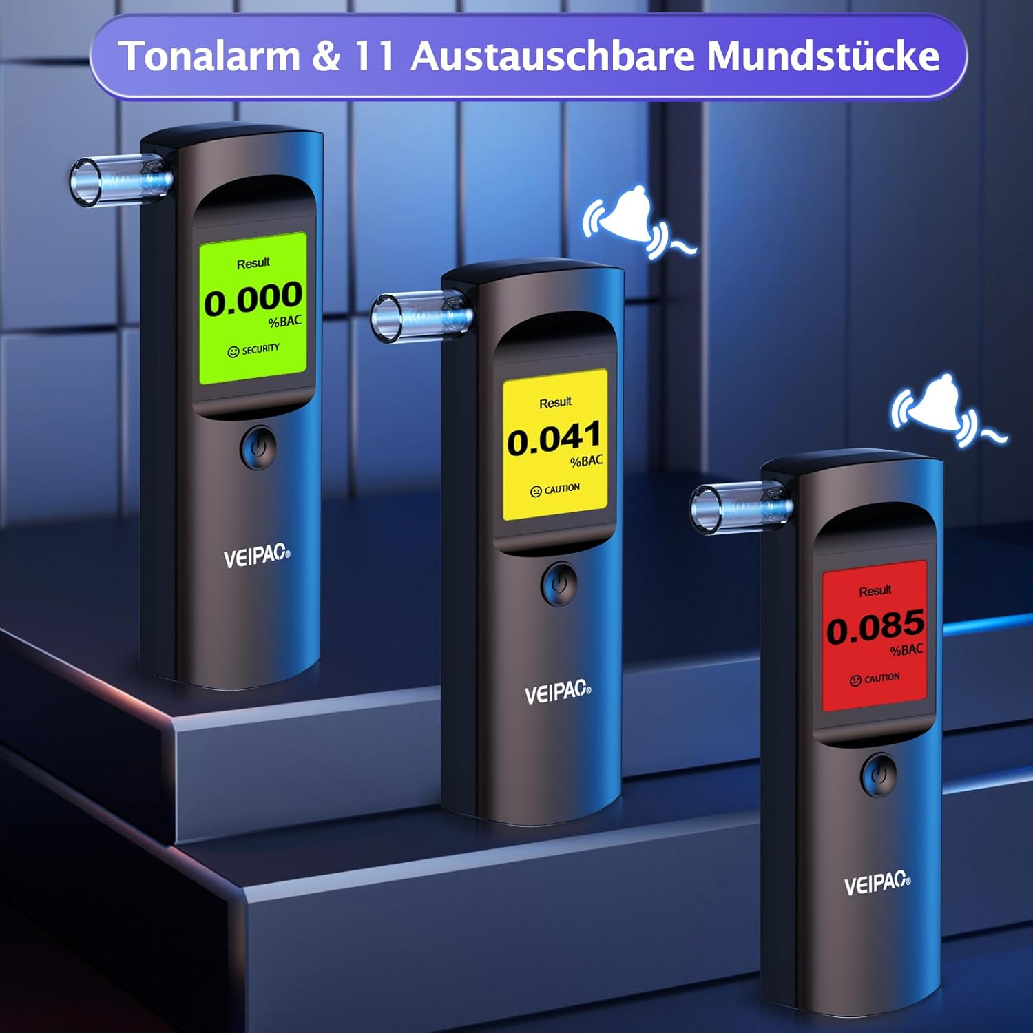 Breathalyzer Portable Alcohol Tester Breathalysers: Portable Breathalyser with 11 Mouthpieces - Digital LCD Screen Alcohol Test Kit High Accuracy for Home Personal Professional Use image number 1