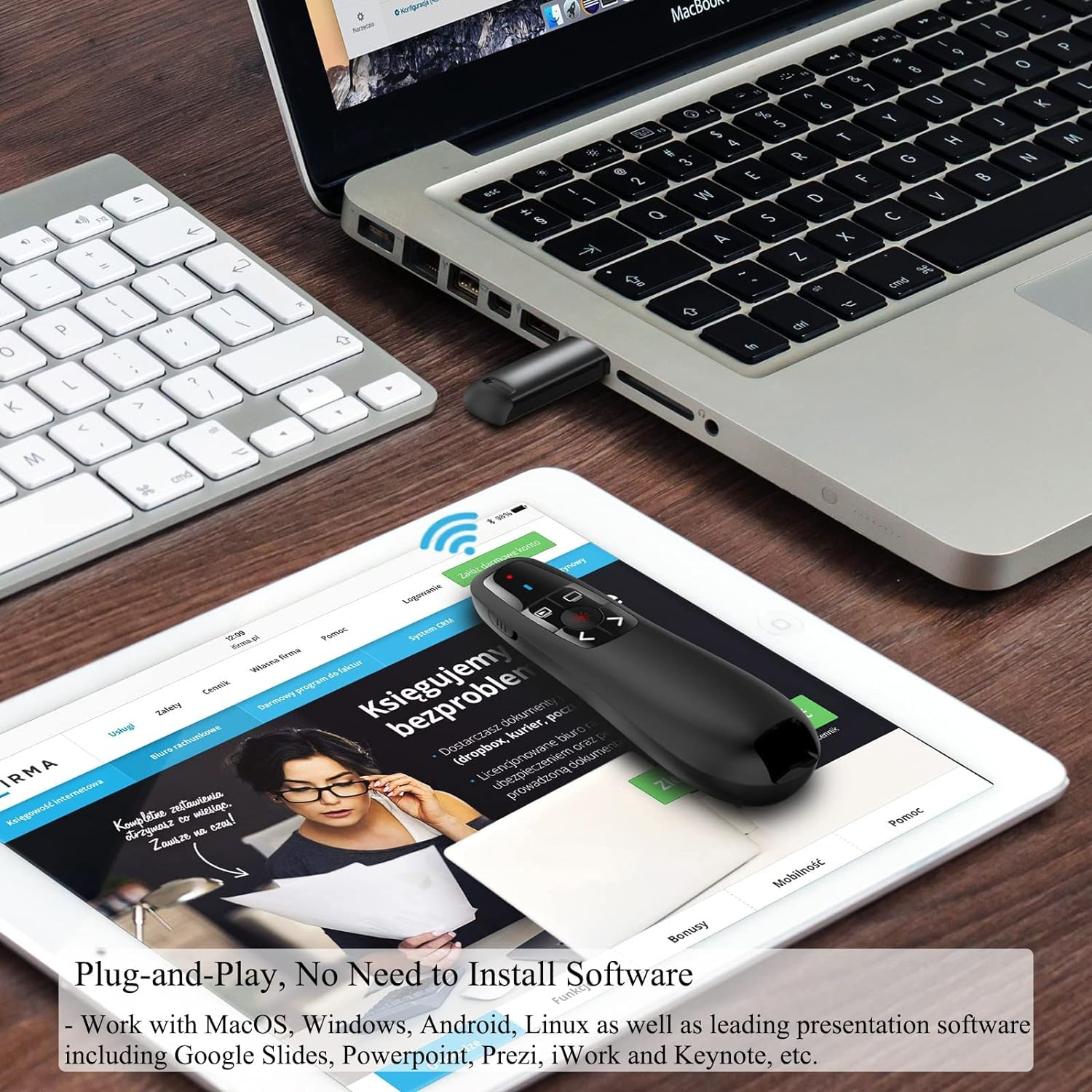 Wireless Powerpoint Remote Presentation Clicker, USB Wireless Presenter Remote-Clicker for Laptop Presentations Remotes, USB Wireless Presenter Remotes, Ergonomic Design - Universal Compatibility image number 2