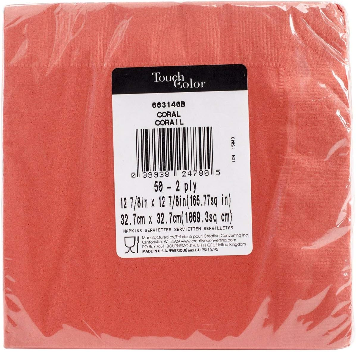 Creative Converting Coral Lunch Napkins 50 Pieces image number 1