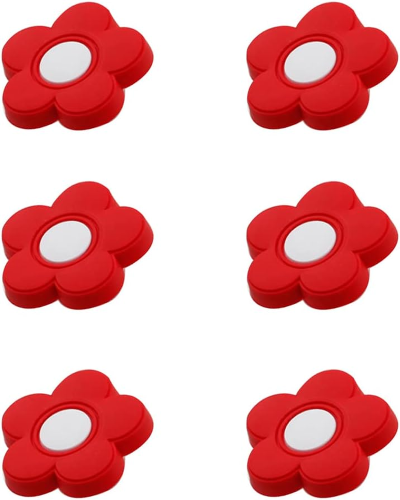 Skyscraper Cartoon Shape Soft Rubber Knobs for Kids Girls Boys Cabinet Handle Pulls Drawer Knobs for Kids Room Cabinets Closets Toy Organizer Box Bookcase 6Pcs/Set (Flower, Yellow)