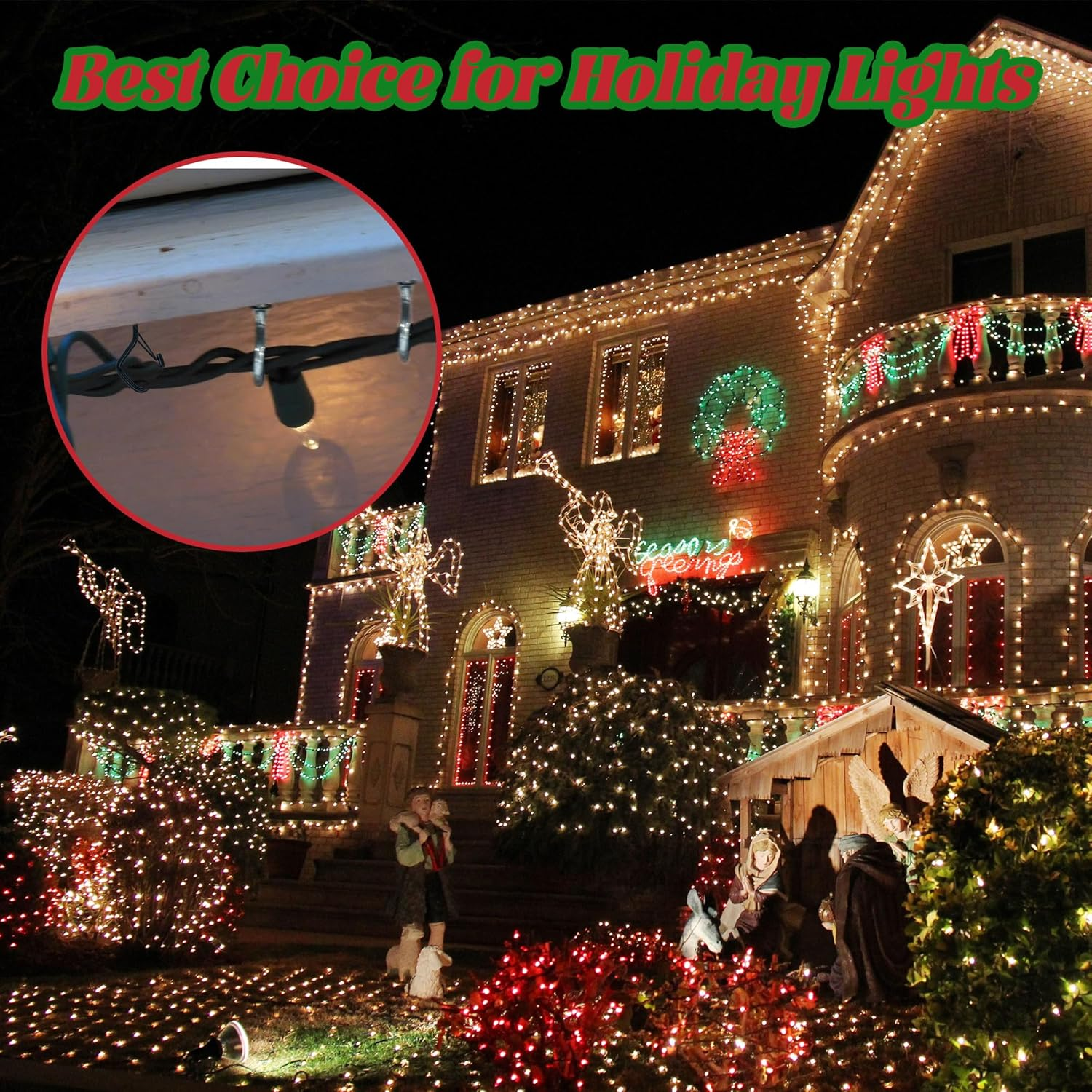 20 Sets Q-Hanger Hooks with Safety Buckle,Windproof Screw -In Hooks for Hanging Plants, Outdoor String Light, Christmas Light, Winged Nut Driver Included (White, 2.2 Inch) image number 5