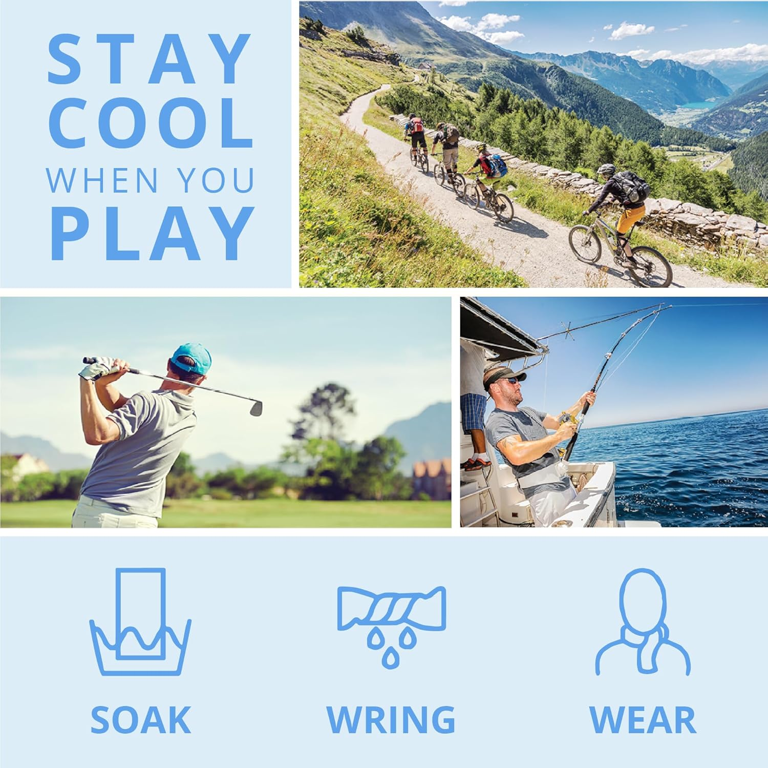 Proactive Sports Unisex Adult Towel, Longer than Microfiber Towels, Biodegradable the Original Chilly Pad Cooling Towel, Sky Blue, 33 X 13 US image number 3