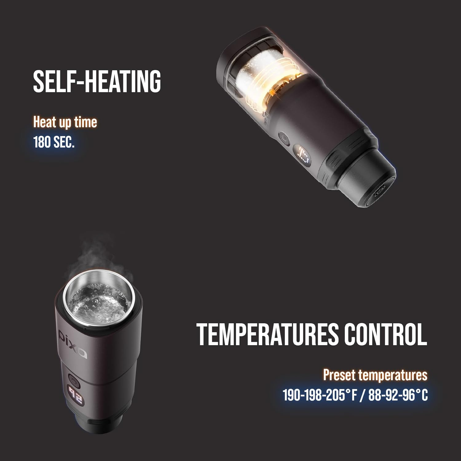 WACACO Portable Electric Coffee Maker, with 4 Types of Coffee and Fast Heating, 3 * 3000Mah Battery Portable Coffee Maker 20 Bars for Ground Coffee and NS Capsules, Touch Screen Control image number 3