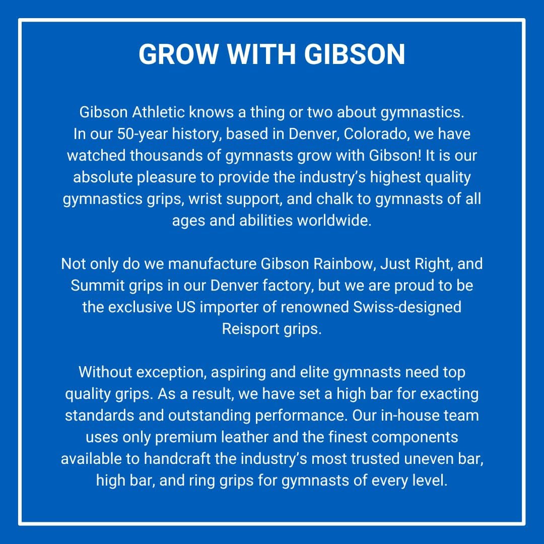 Gibson Just Right Uneven Bar Gymnastic Grips for Women, Durable Leather Grip with Velcro Closure for Secure Grip, Hand Grips for Early Competitor Gymnasts, Gymnastics Grips for Girls - Made in USA image number 3
