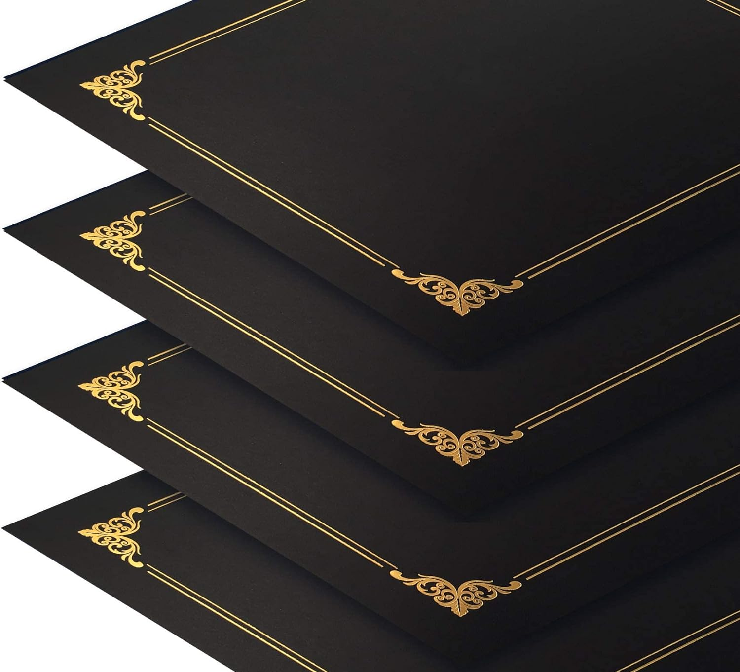 Better Office Products 25 Pack Black Certificate Holders, Diploma Holders, Document Covers with Gold Foil Border, By, for Letter Size Paper, 25 Count, Black image number 6