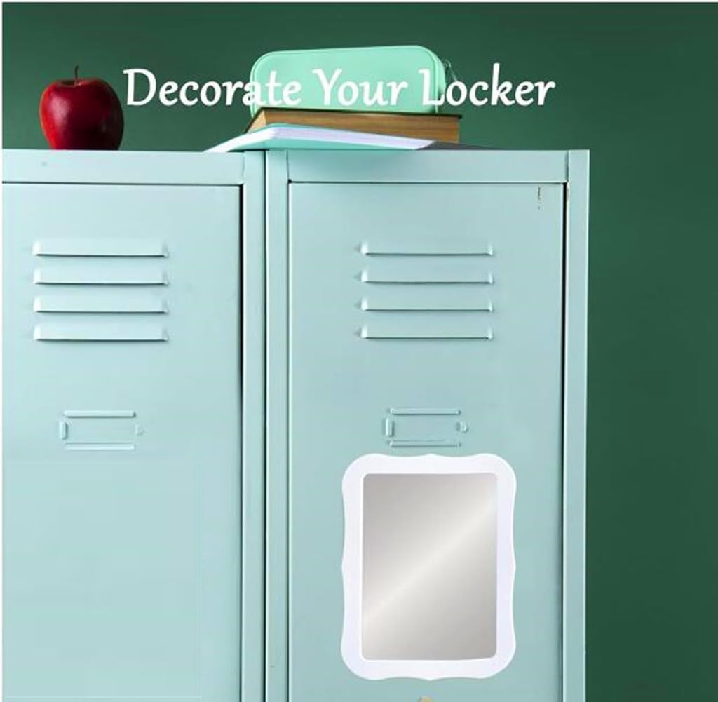 Mpowtech Gifts for Back to School Season,White Magnetic Locker Mirror - 5" X 7" Magnet Mirror for School, Bathroom, Workshop, Office,Small Mirrors for School Locker image number 4