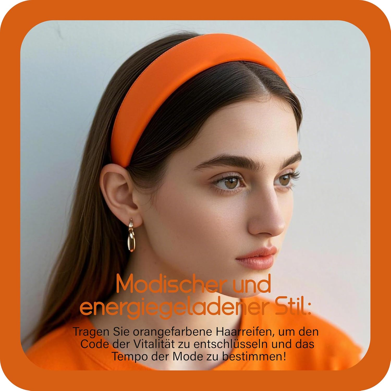 Esshogo Hair Band Orange Headband, Fashion Hair Accessories for Women Girls, Wide Headband, Orange Headband, Wide Hair Band, Wide Headband, Headbands Hair Band image number 1
