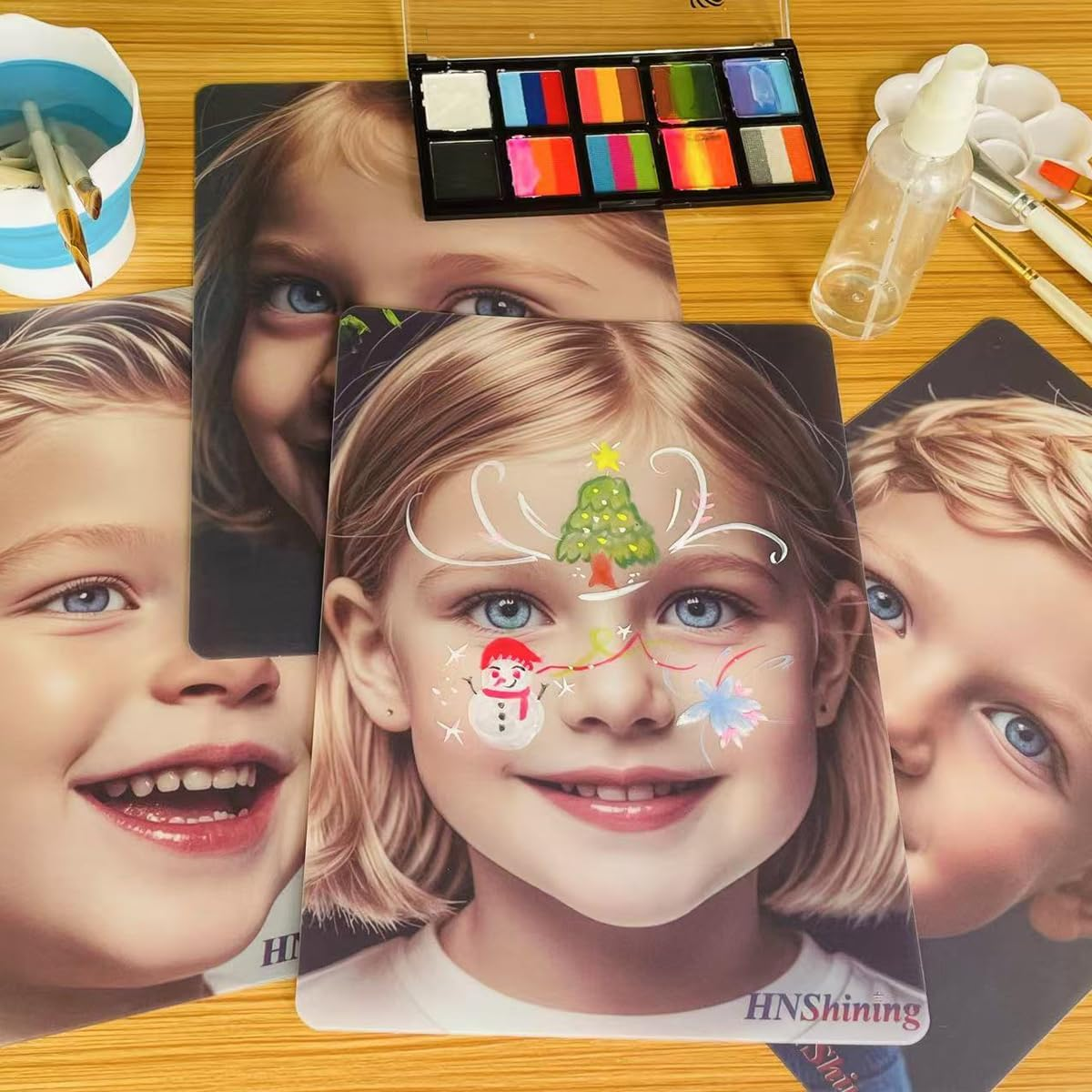 Hnshining Face Painting Practice Board,Face Paint Practice Board,Reusable Painting Exercise Template,Stage Makeup Painting Tool,Display for Stage&Home Makeup Painting (4) image number 1