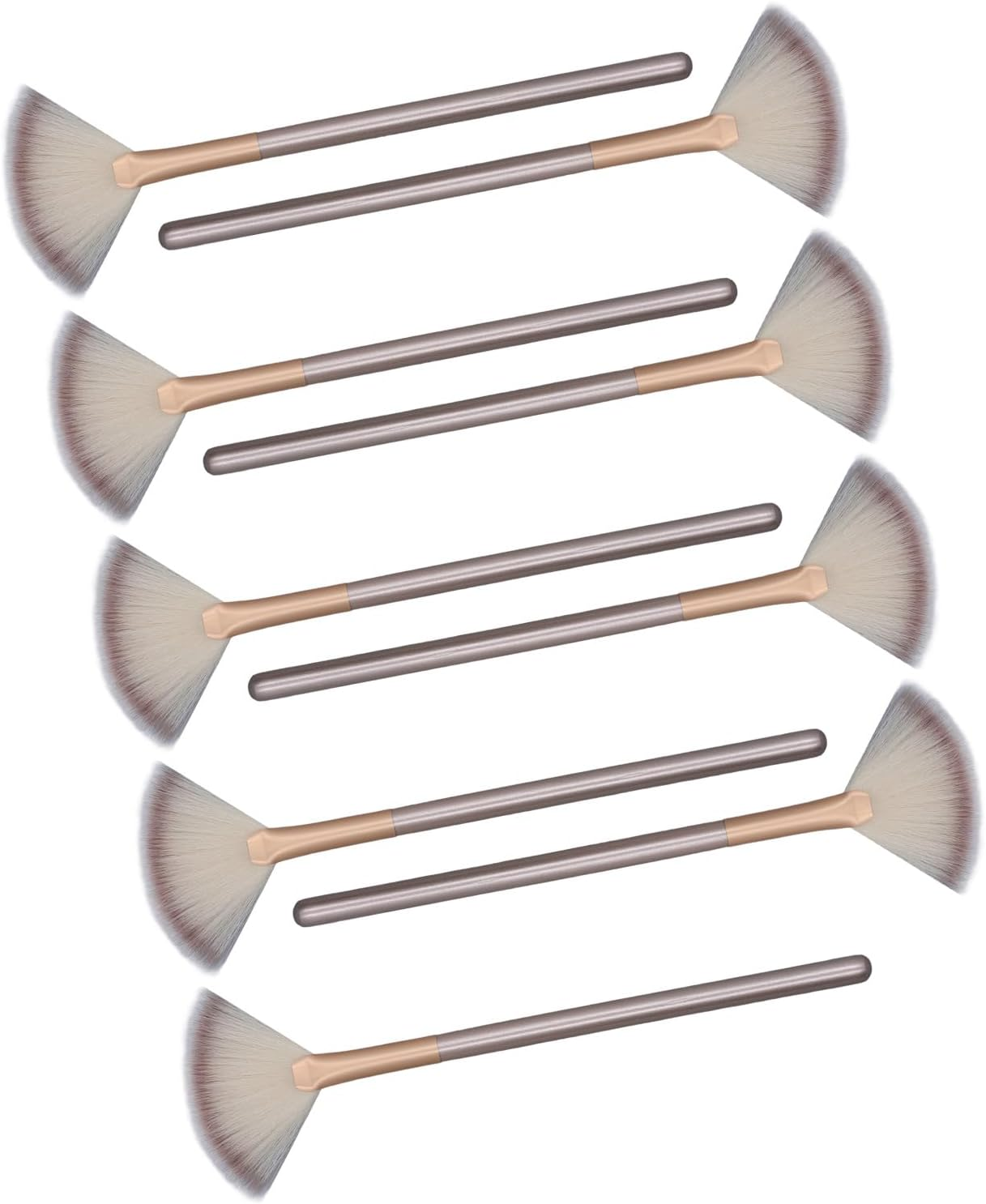 Ejoyous 9PCS Champagne Color Facial Fan Makeup Brush Set, Soft Fiber Bristles Aluminum Ferrule, Anti-Wear & Deformation, High Powder Pickup & Blending for Setting/Blush/Loose Powder image number 2