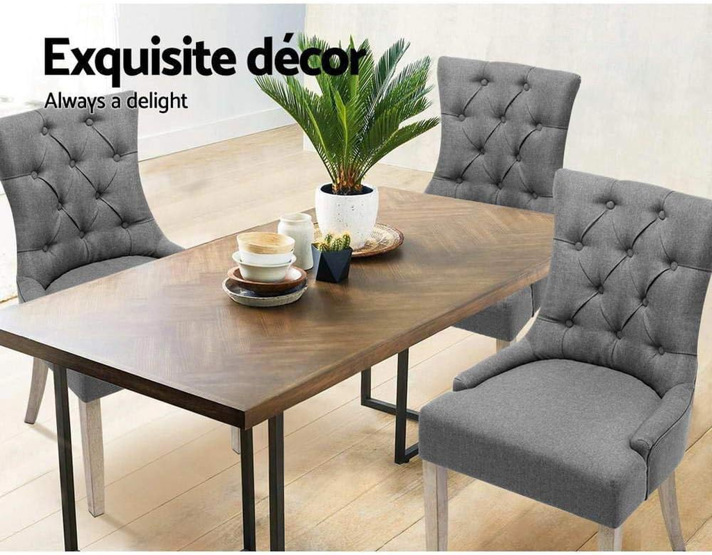 Artiss Dining Chairs Set of 2 Grey Fabric Esright Chair Nursing Seats Reading Seating Home Living Room Bedroom Kitchen Cafe Office Furniture, Cayes French Provincial Design, in 49Cm Seat Height - Velvet Grey image number 4