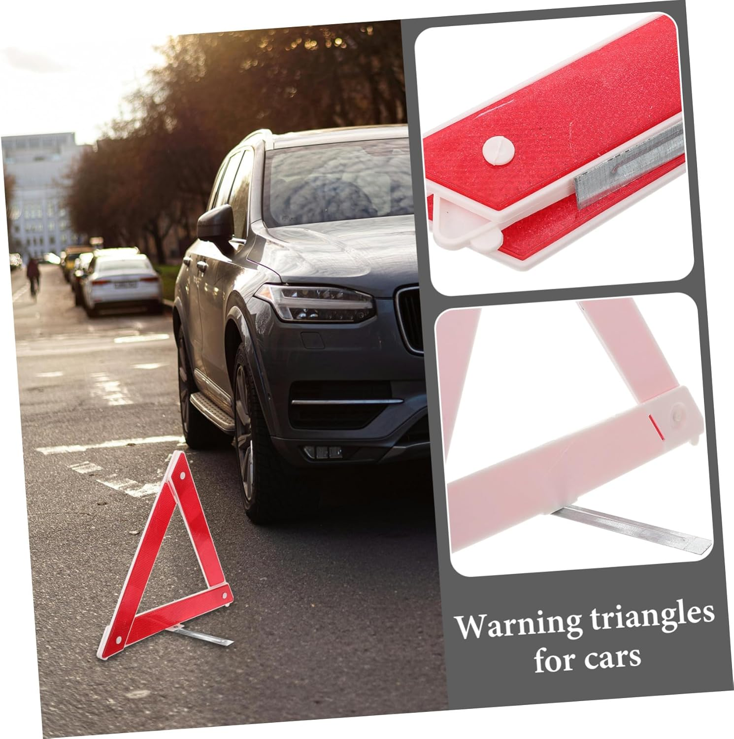 2Pcs Foldable Reflective Safety Triangle Kit for Vehicles High Visibility Roadside Warning Signs Portable Emergency Tripod with Enhanced Night Reflectivity for Car Roadside Use