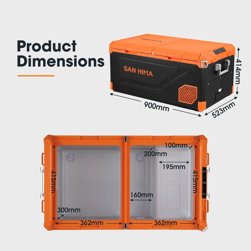 San Hima 75L Portable Camping Car Fridge, DC/AC Power Bluetooth Control Refrigerator with Double Door Detachable Lib, LG Compressor Smart Cooling & Protection -20℃~20℃, for Truck Caravan Travel Trips image number 2