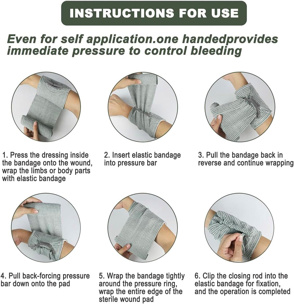 Israeli Bandages for Emergency Wound Care - Combat Trauma Dressing, Sterile Vacuum-Sealed, IFAK Supplies (4 Inches 2 Pieces) - 6 Inches 1 Piece image number 5