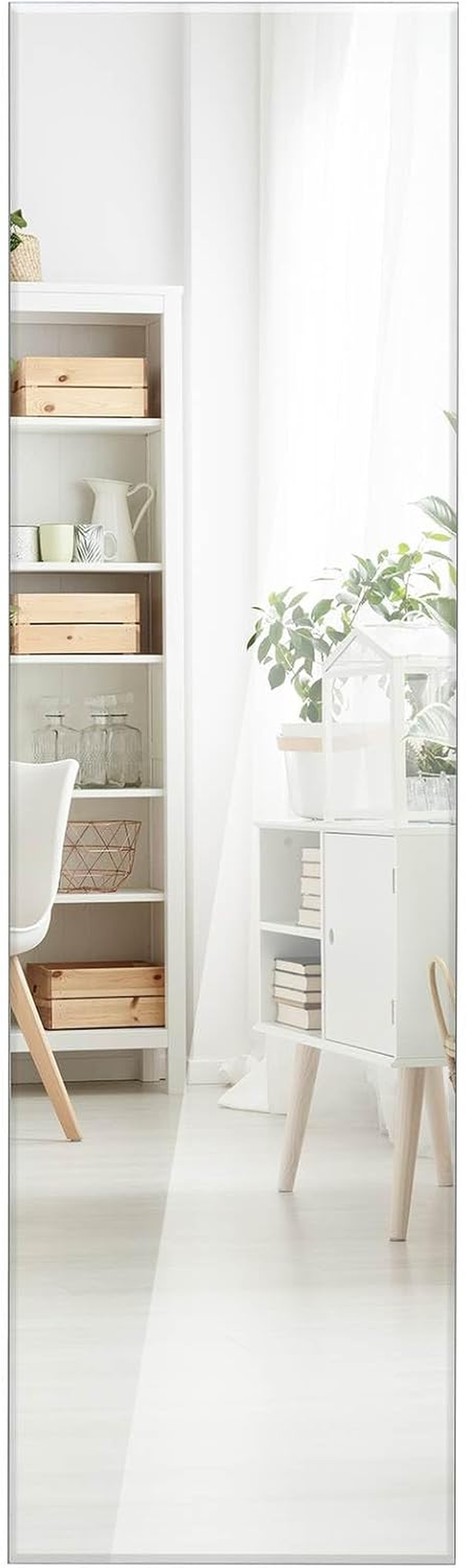 Costway Frameless Rectangle Wall Mirror, Rectangular Wall Mirror with Beveled Edge, Rectangular Wall Hanging Mirror for Living Room, Bedroom, Vanity Room, Vertical/Horizontal Installation, Silver image number 4