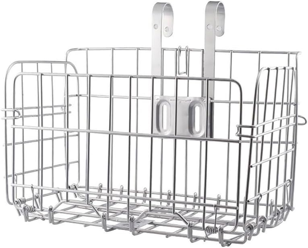 AIMALL Folding Metal Bike Basket Front and Rear Bicycle Storage Basket 12.8 X 7.9 X 8.7 Inches for Mountain and Folding Bikes