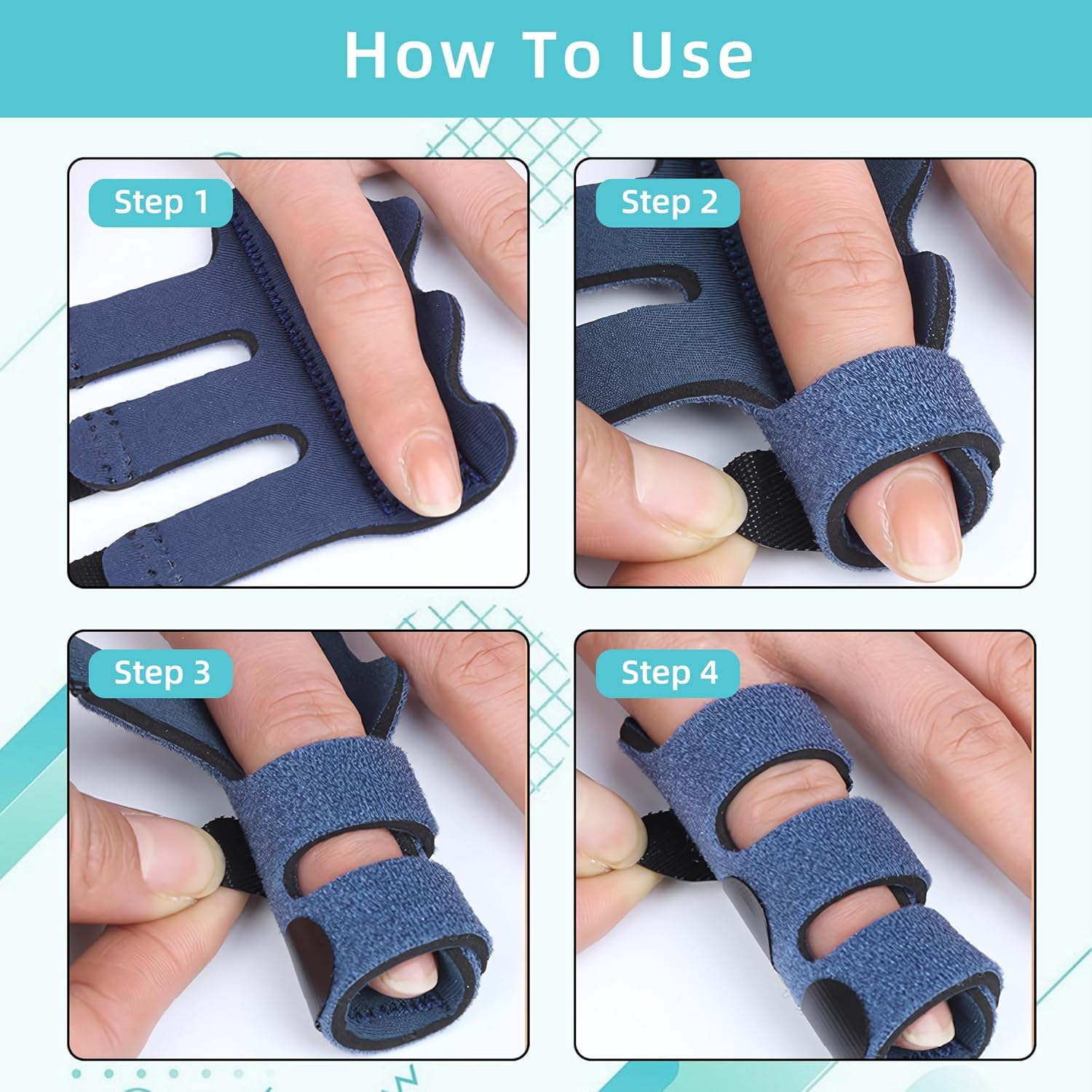 Trigger Finger Splint, 4PCS Finger Splint 3 Straps Trigger Fingers Brace Support for Arthritis Broken Mallet Finger Splint Finger Protector Finger Splints for Arthritis Aids Pain Relief image number 1