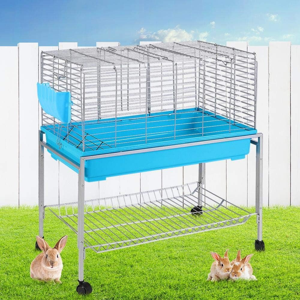 I.Pet Rabbit Hutch Bird Cage Ferret Guinea Pig Rat Bunny Cages Pet Enclosure House Carrier Habitat,Ourdoor Indoor for Small Animals, 88Cm Tall Detachable Design with Double Doors image number 4