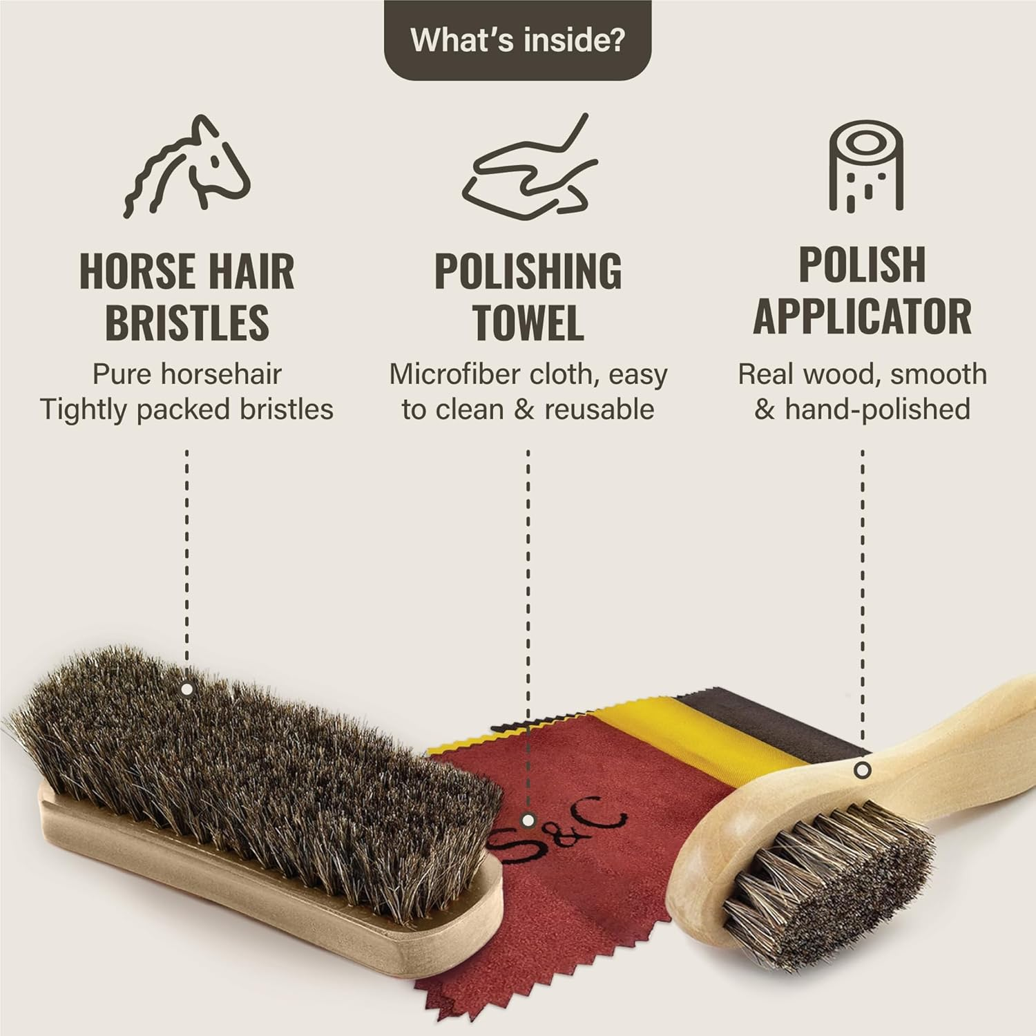 Stone & Clark 12 PC Shoe Polish & Care Kit Leather with Brown Wax Shoe Brushes for Polishing Shine Cloth & Shoe Horn - Hot Red image number 5