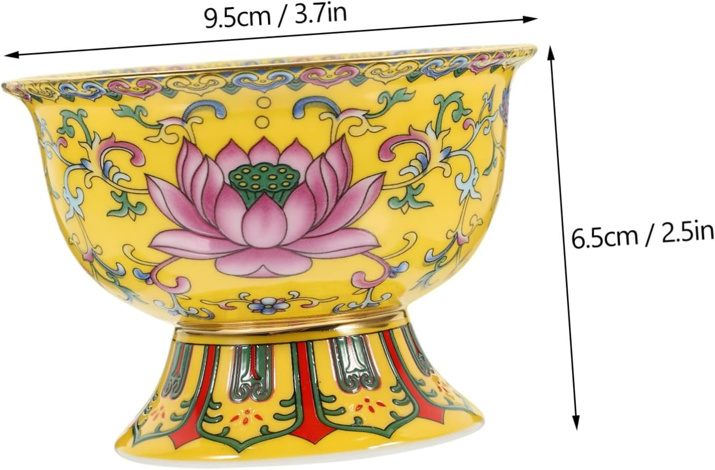 STOBAZA Enamel Lotus Tribute Bowl Buddhist Offering Bowl Ceramic Craft Decorative for Home image number 4
