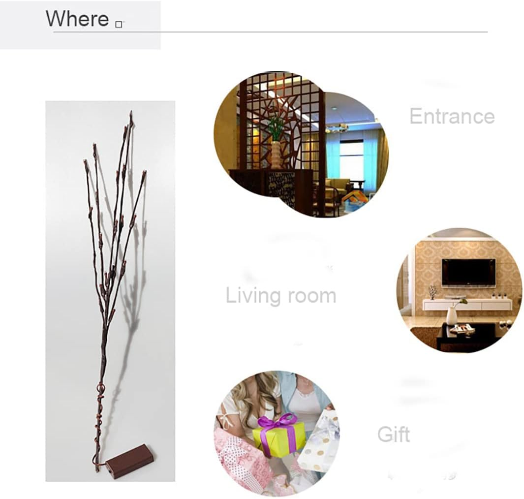 2 Pack Branch Lights - Led Branches Battery Powered Decorative Lights Tall Vase Filler Willow Twig Lighted Branch for Home Decoration Warm White - 20 Inches 20 LED Lights (Branches Light) image number 4