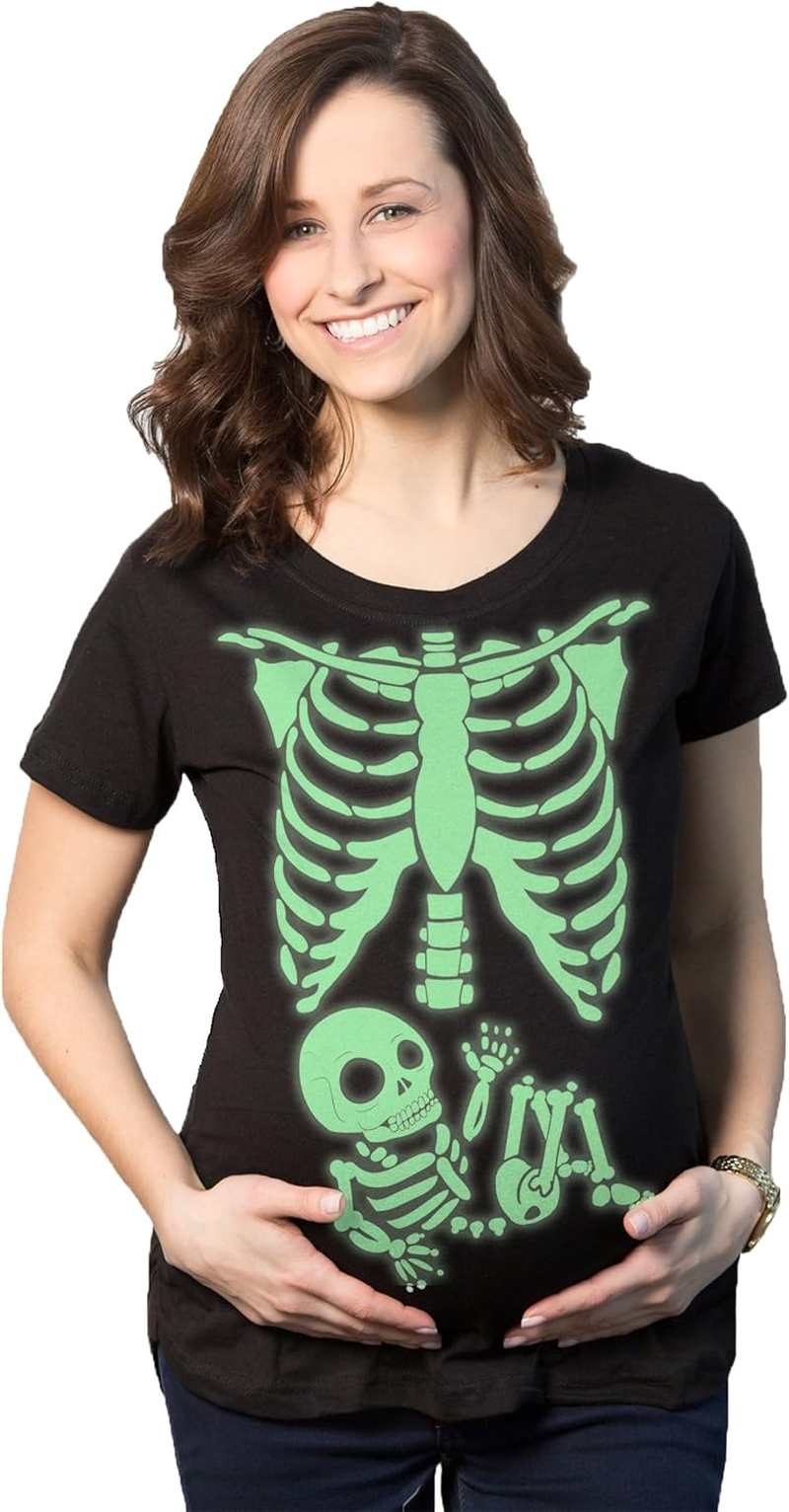 Maternity Skeleton Baby Monster Pumpkin T Shirts Funny Cute Pregnancy Halloween Tees