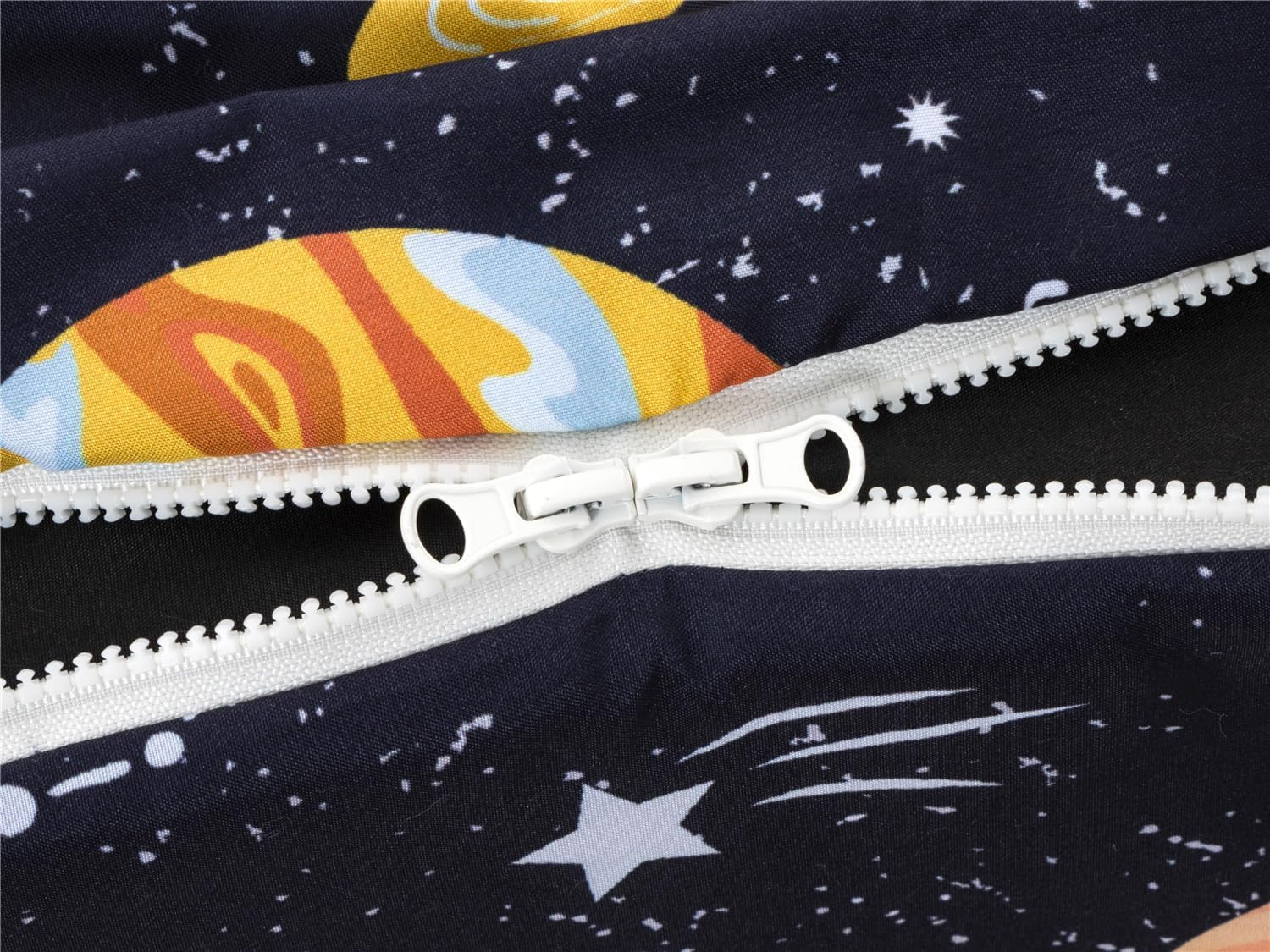 NTBED Galaxy Printed Zipper Bedding Sets Twin Lightweight Microfiber Universe Comforter Set with Fitted Sheet Pillow Covers,Navy Blue image number 5