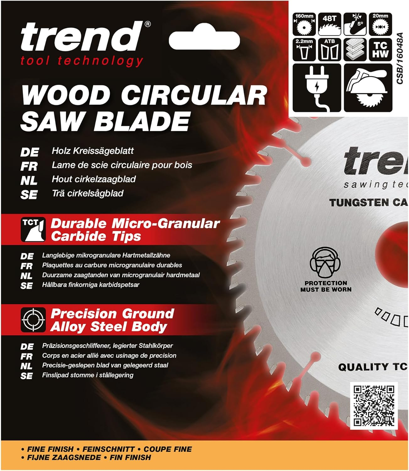 Trend Wood Circular Saw Blade, 160Mm Diameter, 20Mm Bore, 48 Teeth, 2.4Mm Kerf, +5&deg; Hook, TCT, Fine Finish, CSB/16048 image number 5