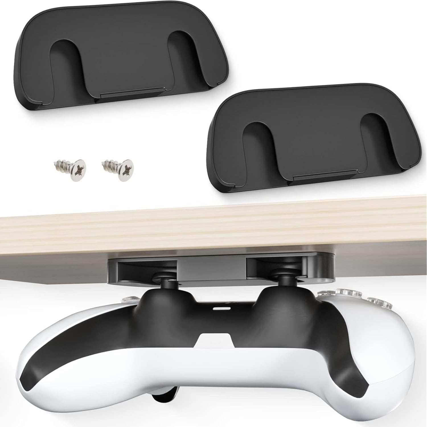 JCZD 2 Pcs under Desk Controller Holder Replacement Compatible with PS4 PS5 - Black ABS under Desk Mount (9X3.9X1.3Cm) image number 5