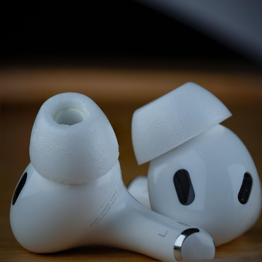 Comply Truegrip MAX | Premium Memory Foam Replacement Earbud Tips for Apple Airpods Pro 1 & 2 | Long Lasting Comfort, Extreme Durability, Secure Fit, Superior Noise Isolation| White (Small) (3 Pairs)