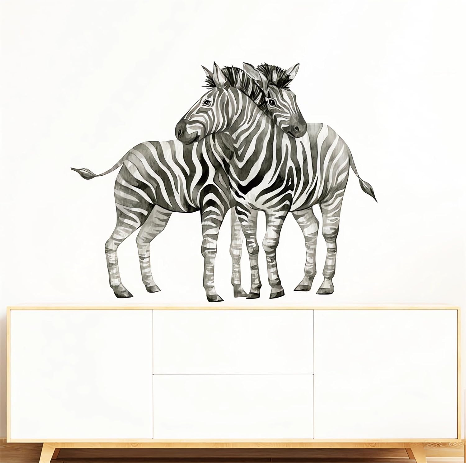 Watercolor Zebras Wall Stickers, Sacinora Jungle Animal Wall Decals Removable Vinyl Peel and Stick for Nursery Living Room Bedroom Children'S Room Playroom Sofa TV Background Art Decorations image number 3