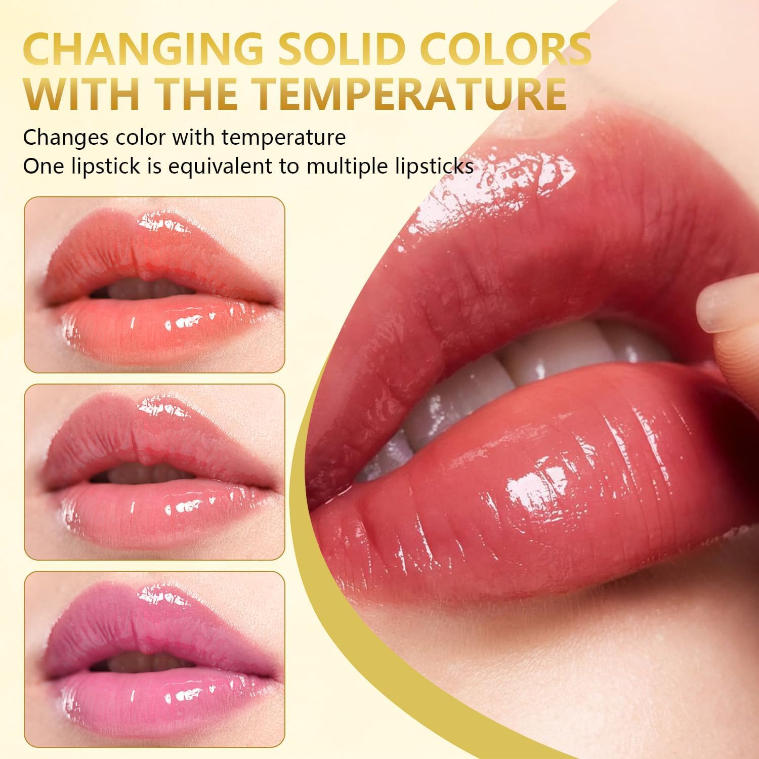 Bymolia Color Changing Lipstick, Transparente Transferproof Gold Crystal Color Changing Lip Stick for Women, Long Lasting 24 Hours Moisturizing Glossy Shine Lip Gloss, Deep Nourishment (2Pcs) image number 1