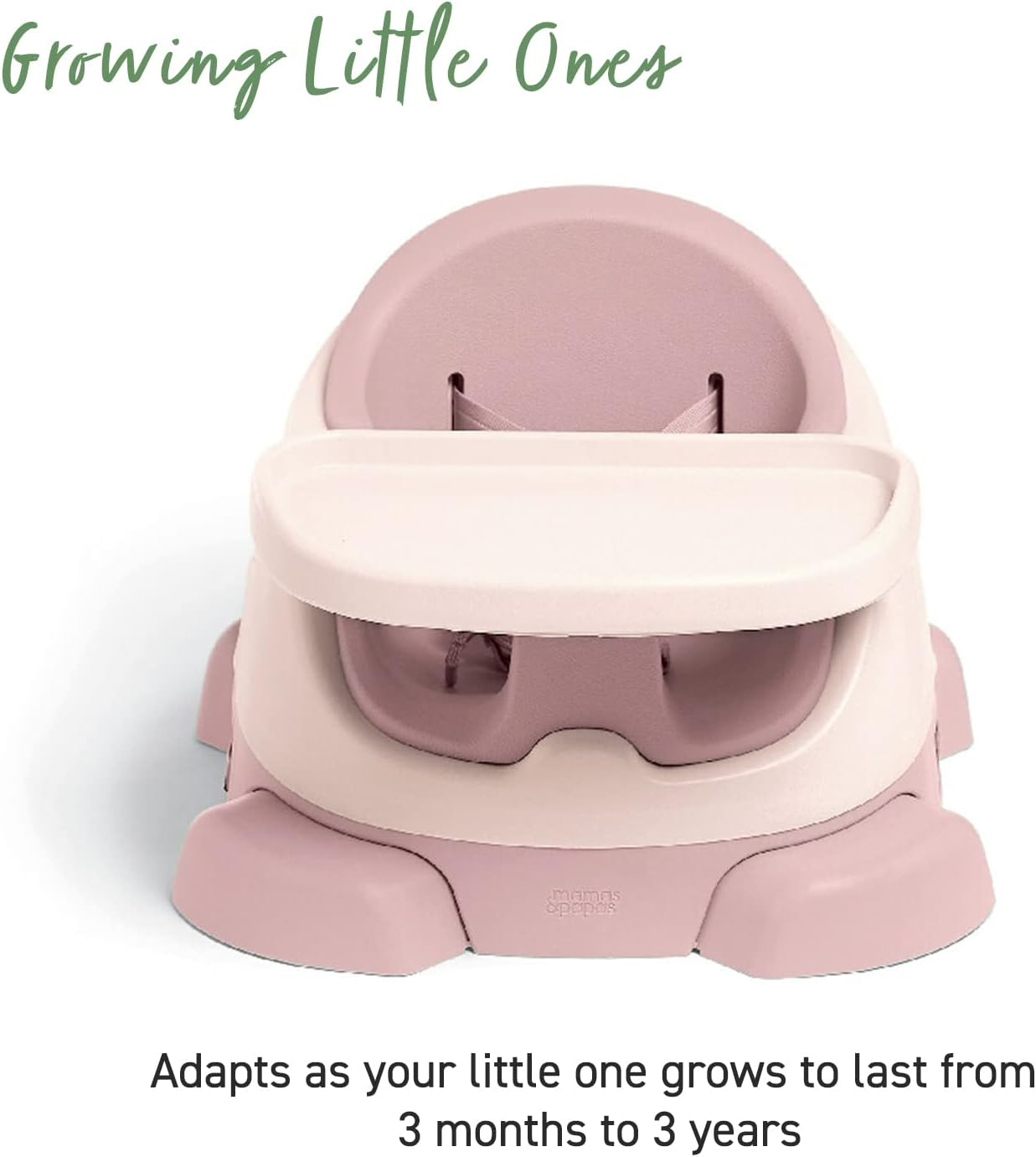 Mamas & Papas Baby Bug Booster Seat for Dining, Detachable Tray, Harness, Adjustable Seat and Non-Slip Feet, Blossom (Pink) - Pebble Grey image number 4