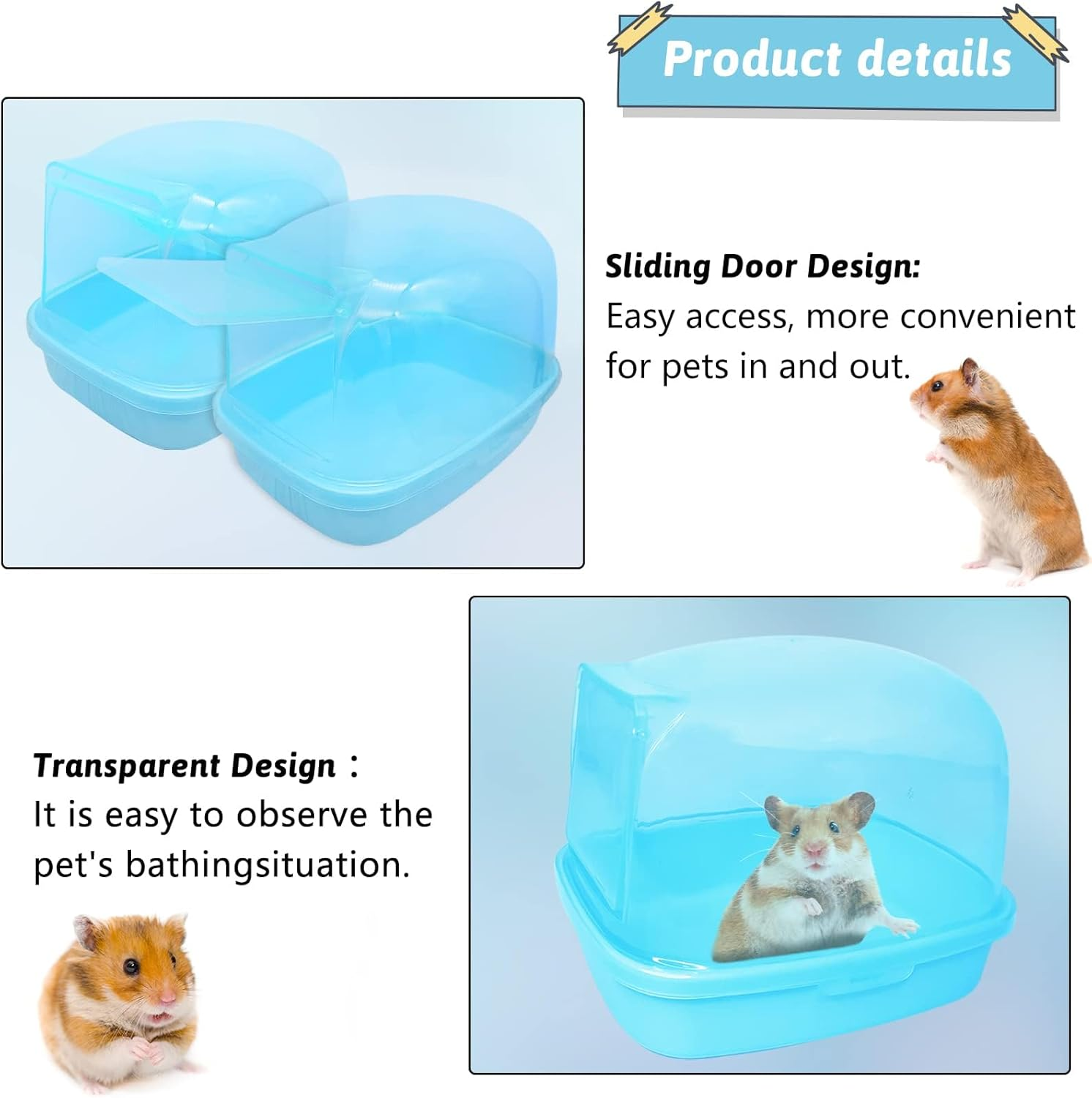 Hamiledyi Dwarf Chinchilla Sand Bath House,Syrian Hamster Sauna Room Plastic Small Animals Dust Bathroom Toilet for Hamster Gerbil Hedgehog Squirrel Totoro image number 2