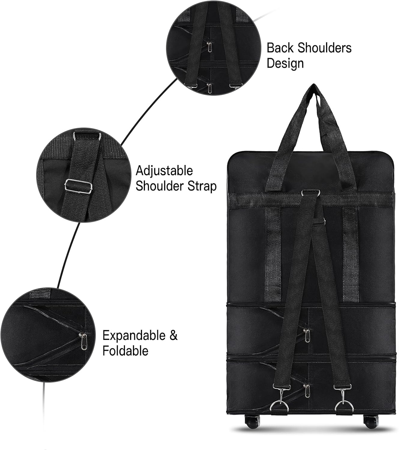 Walmeck Expandable Foldable Suitcase Collapsible Rolling Travel Luggage Bag for Men Women L image number 2