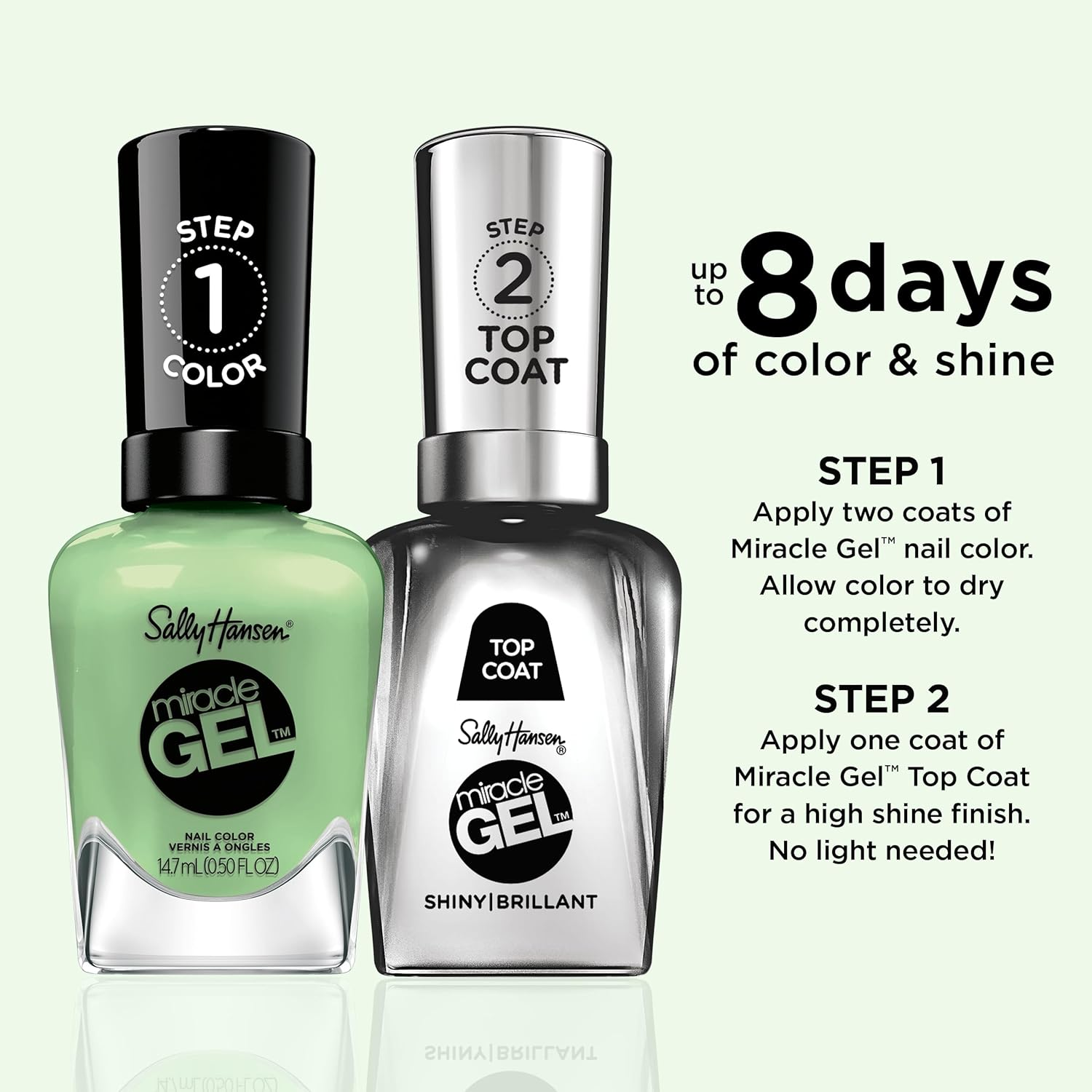 Sally Hansen Miracle Gel Nail Polish - Live for the Momint​, Chip-Resistant, High-Shine, Easy to Apply, 14.7Ml image number 6